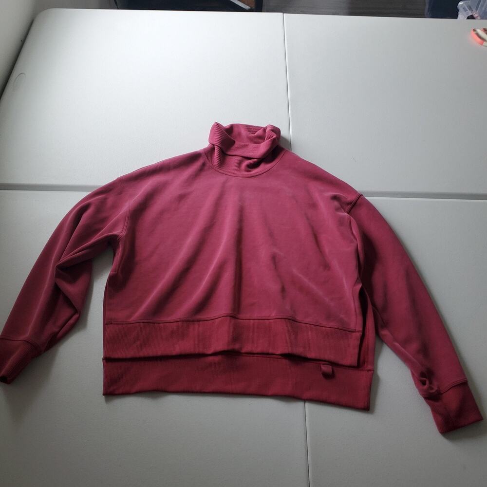 Lululemon Sweatshirt Womens 4 Pink Turtleneck Oversized Pullover Fleece Yoga - Picture 10 of 10